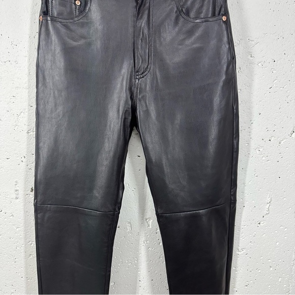 Pull & Bear size 4 Black Faux Leather High Waist Straight Leg Pants - Picture 5 of 13